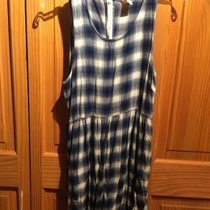 Blue plaid babydoll dress